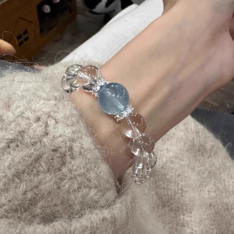 パワーストーンブレスレット 清涼天然水晶 青玉髄ブレスレット