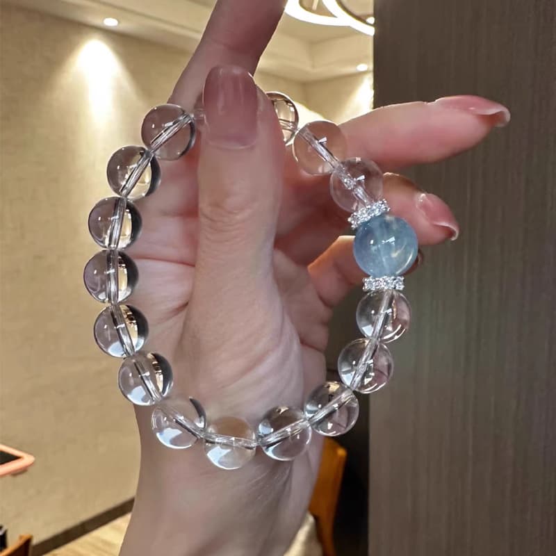 パワーストーンブレスレット 清涼天然水晶 青玉髄ブレスレット