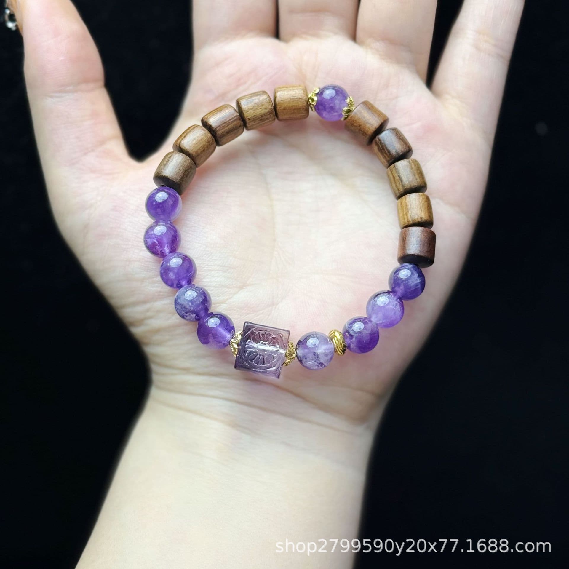 パワーストーンブレスレット 縁結び紫水晶お守り子宝ブレスレット