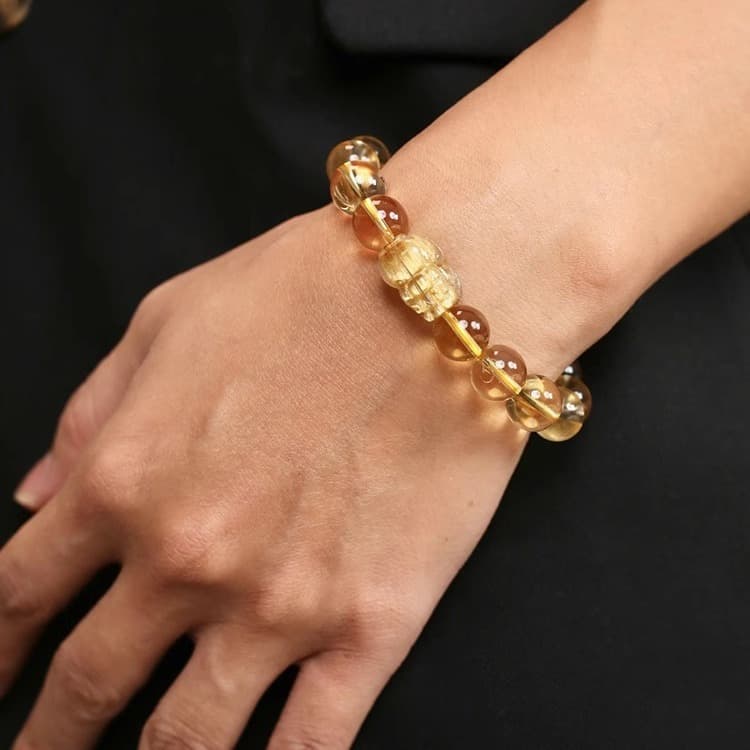 パワーストーンブレスレット 黄金招財琥珀ブレスレット
